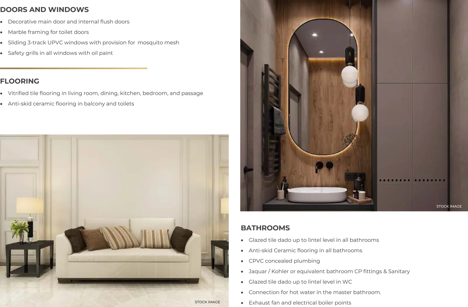 Living room and bathroom specifications